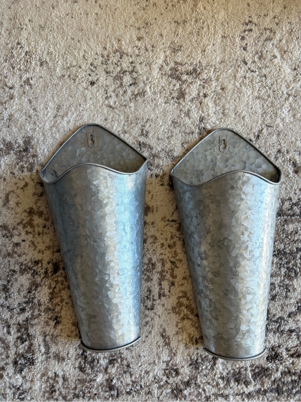 Galvanized Metal Wall Pocket Planter - Pair